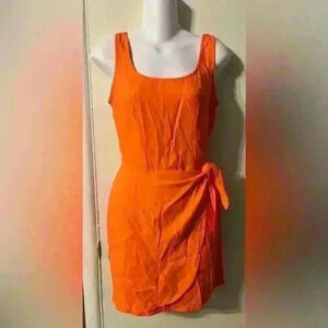 Jay Jacobs Women's Sleeveless orange Wrap Around Dress Small